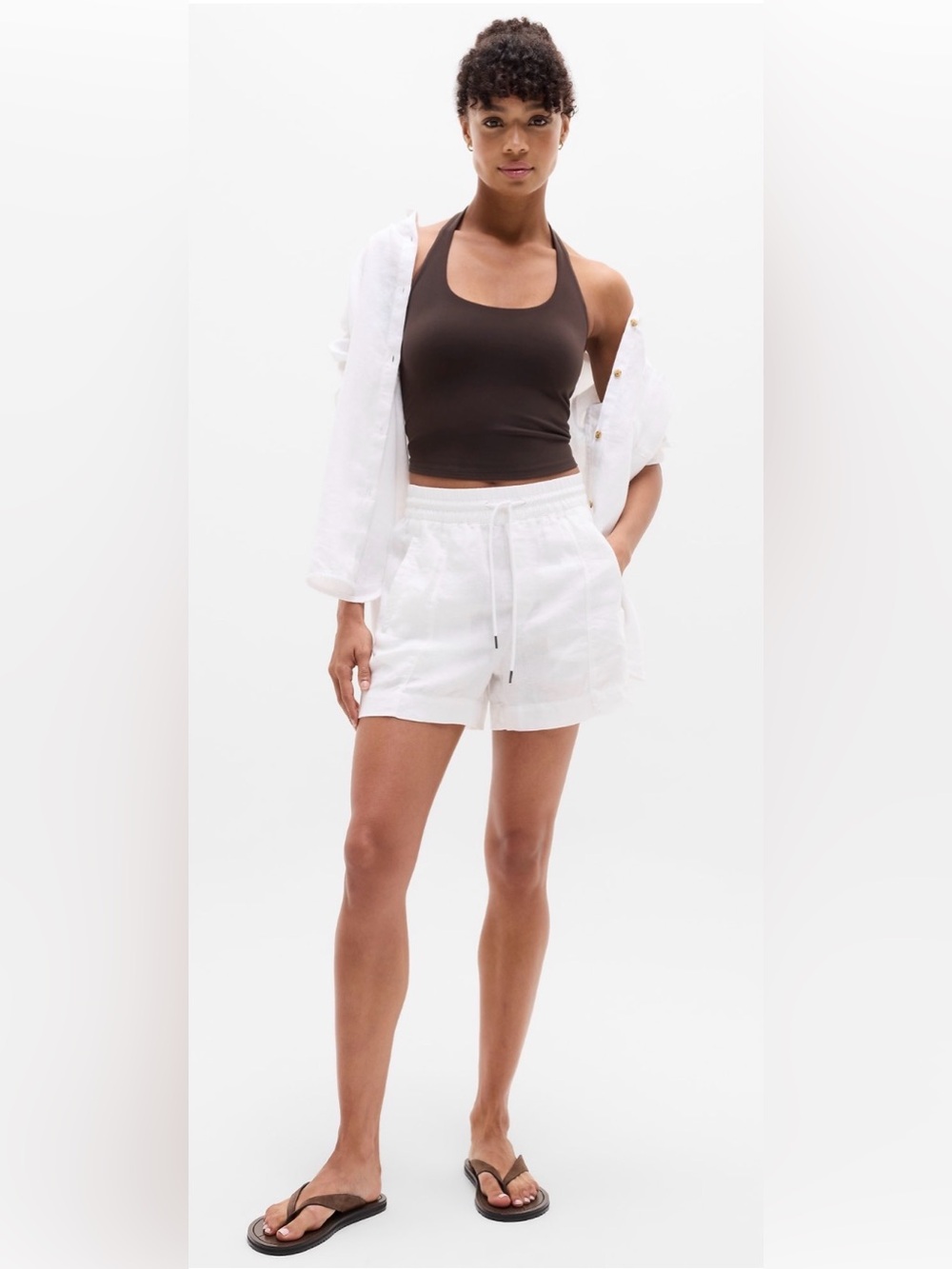 Athleta Retreat White Linen Shorts, XXS, New, NWOT!